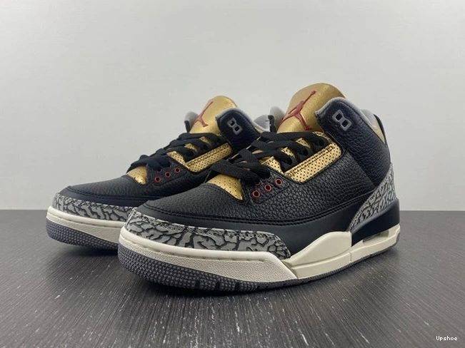 Cement Jordan SoftTouch Retro 3 3832 Black CK9246- Gold 1029